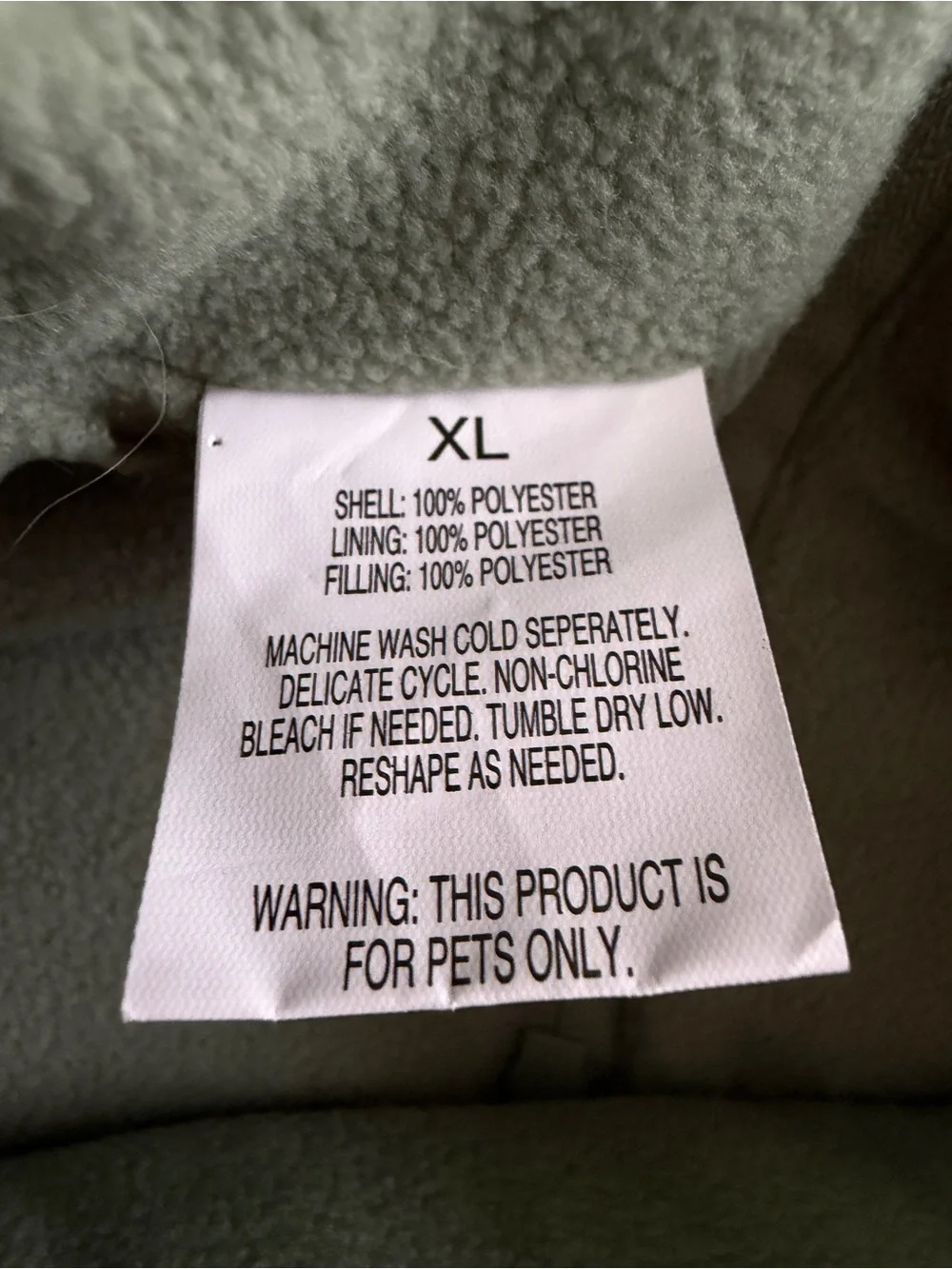 Green Warm Polyester Dog Coat/ Jacket for XL Dogs - Winter Wear Outerwear NWOT